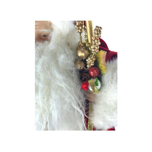 Vintage Santa Claus Figurine With Gift Bag & Staff Christmas Holiday Decoration - Picture 9 of 16